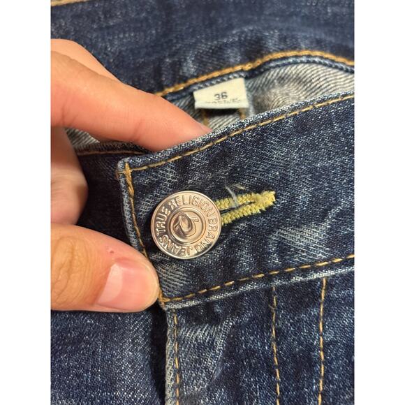 True Religion Embroidered Logo Straight Leg Baggy Jeans Pants Y2K - Men’s 38x30 - Picture 5 of 11